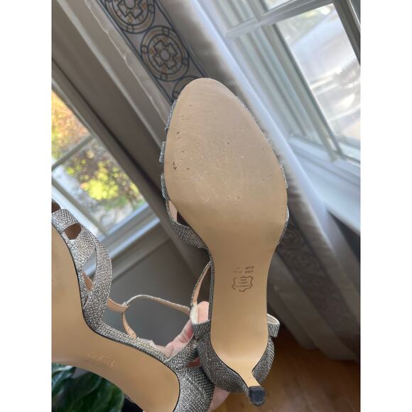 Nina New York Silver Sparkle Strappy Heels 9.5 - Picture 6 of 8